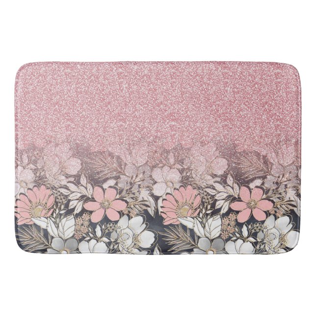 Alfombrilla De Baño Elegante imagen Purpurina de gradiente rosa dorado (Anverso)