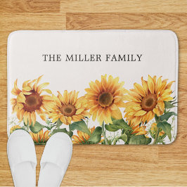 Alfombrilla De Baño Elegante Jardín Rústico Amarillo Girasol