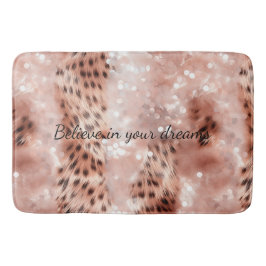 Alfombrilla De Baño Elegante Leopardo de oro rosa de Girona Glitz