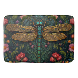 Alfombrilla De Baño Elegante libélula vintage boho botánico