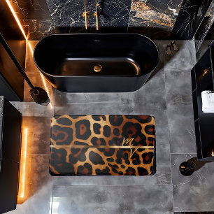 Alfombrilla De Baño Elegante lujoso leopardo de impresión monogramado