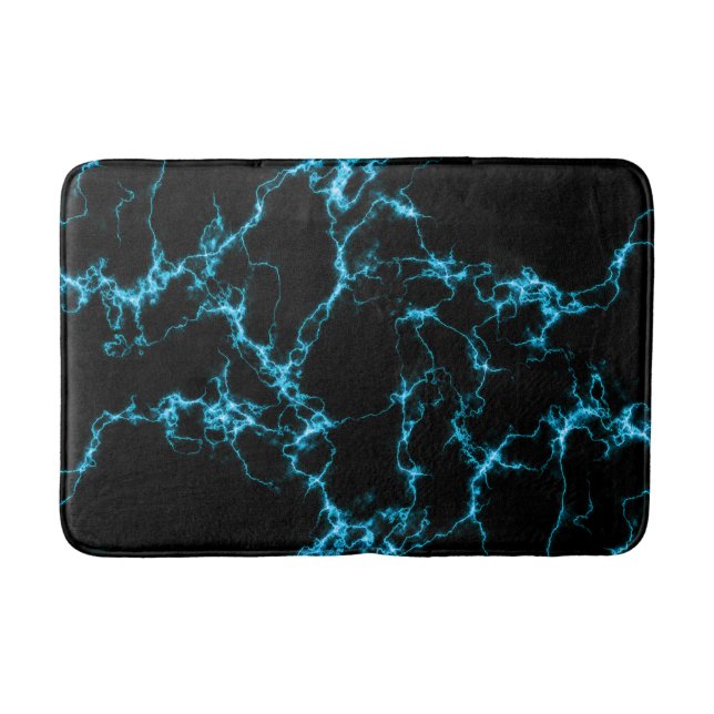 Alfombrilla De Baño Elegante Mármol 10 - Azul y Negro (Anverso)