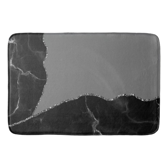 Alfombrilla De Baño Elegante Mauve Gray Faux Purpurina Marble (Anverso)