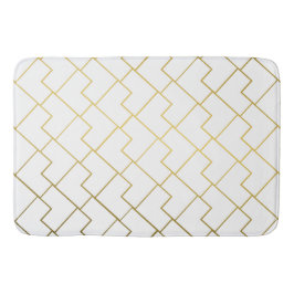 Alfombrilla De Baño Elegante Moda Geométrica Oro Blanco