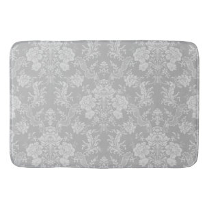 Alfombrilla De Baño Elegante Moda romántica Damasco floral gris