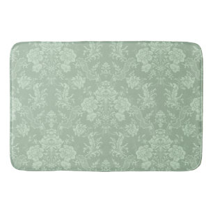 Alfombrilla De Baño Elegante Moda romántica, Damasco floral y verde s
