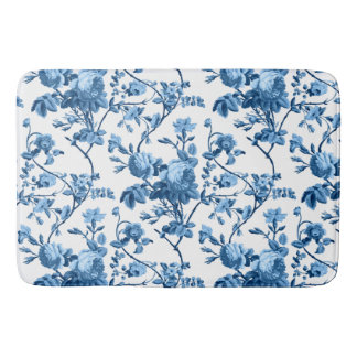 Alfombrilla De Baño Elegante Moda Vintage Azul Rosa Floral
