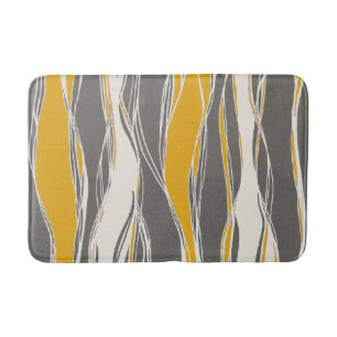 Alfombrilla De Baño Elegante, moderno, con olas, líneas, gris claro,