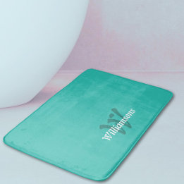 Alfombrilla De Baño Elegante Monograma de Nombre Turquesa Blanco Teal