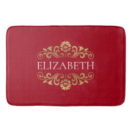 Alfombrilla De Baño Elegante Monograma Red Gold Bath Mat
