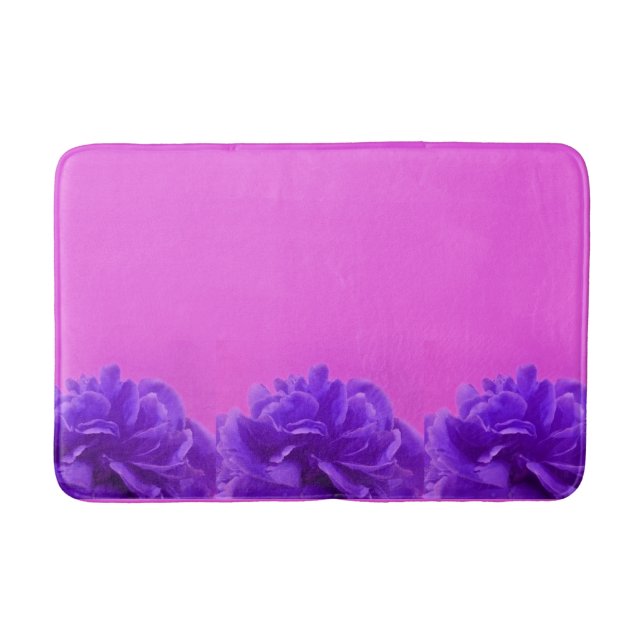 Alfombrilla De Baño Elegante Morado Floral (Anverso)