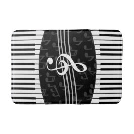 Alfombrilla De Baño Elegante Music Notes Treble Clef y Piano Keys