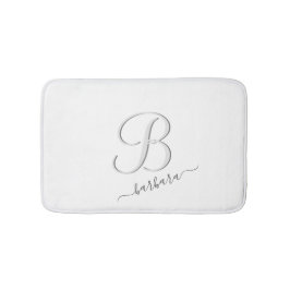 Alfombrilla De Baño Elegante nombre de monograma Personalizado blanco