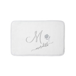 Alfombrilla De Baño Elegante nombre de monograma Personalizado blanco