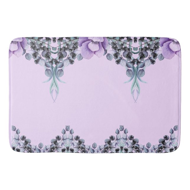 Alfombrilla De Baño Elegante Nursera de Berry Purple Floral Girly (Anverso)