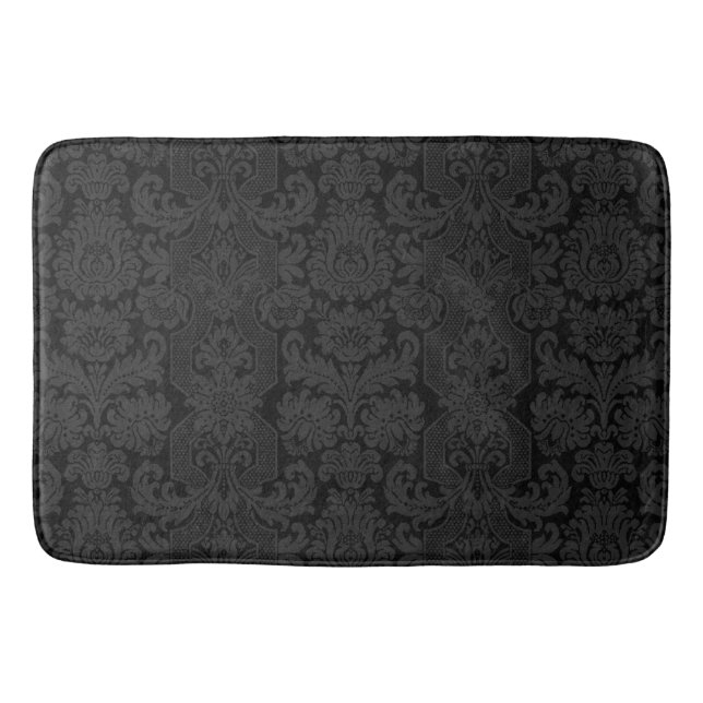 Alfombrilla De Baño Elegante Ornate Black Victorian Damask (Anverso)