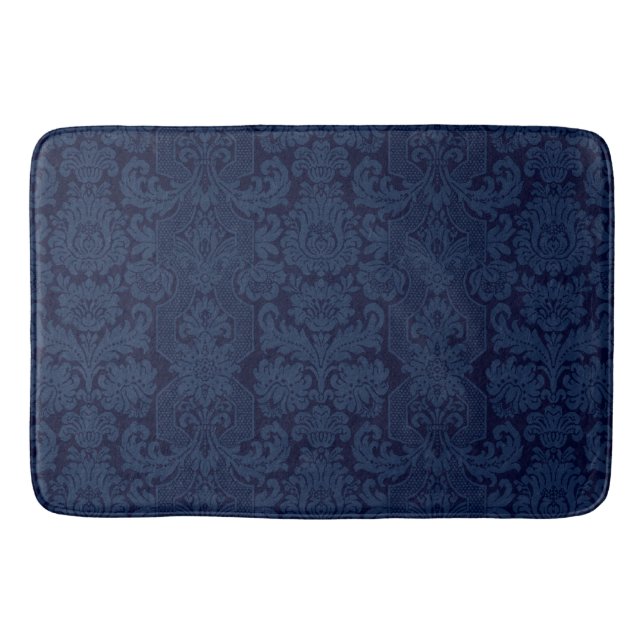 Alfombrilla De Baño Elegante Ornate Blue Victorian Damask (Anverso)