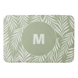 Alfombrilla De Baño Elegante Palm Leaves Leche Oliva Verde Personaliza