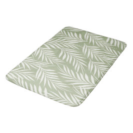 Alfombrilla De Baño Elegante Palm Leaves Leche Patrón Verde Oliva