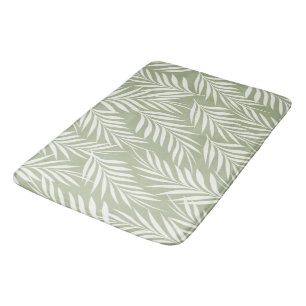 Alfombrilla De Baño Elegante Palm Leaves Leche Patrón Verde Oliva
