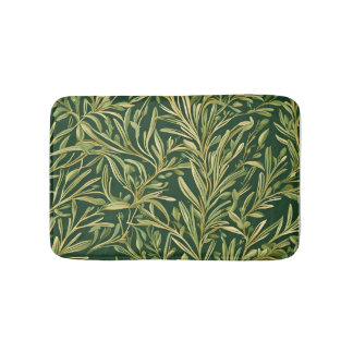 Alfombrilla De Baño Elegante patrón botánico verde de follaje vintage