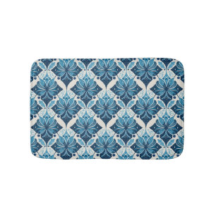 Alfombrilla De Baño Elegante patrón floral boho en azul