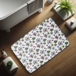 Alfombrilla De Baño Elegante patrón floral de Moda de vidrio con manch