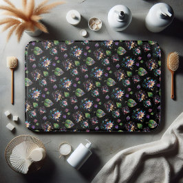 Alfombrilla De Baño Elegante patrón floral de Moda de vidrio con manch