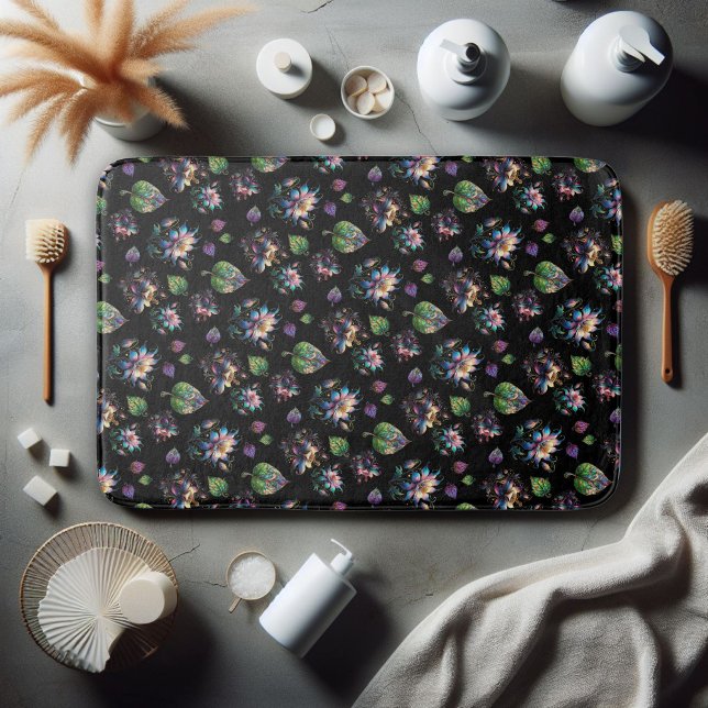 Alfombrilla De Baño Elegante patrón floral de Moda de vidrio con manch (Subido por el creador)