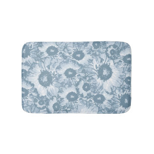 Alfombrilla De Baño Elegante patrón floral gris marino