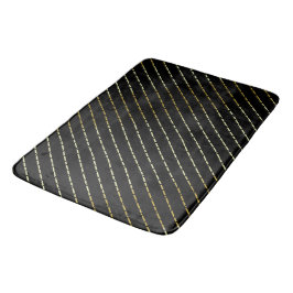 Alfombrilla De Baño Elegante Patrón Geométrico De Oro En Negro