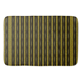 Alfombrilla De Baño Elegante raya negra y dorada