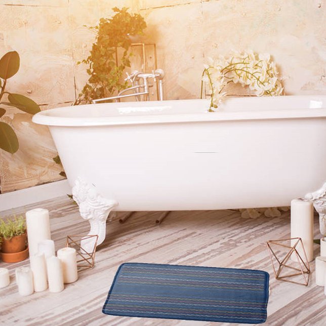 Alfombrilla De Baño Elegante Regatta Stripe naranja Azul Blanco Rosa (Subido por el creador)