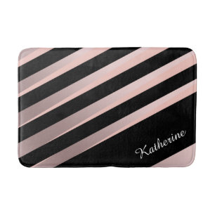 Alfombrilla De Baño Elegante rosa abstracto, negro y rosa