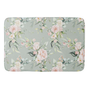 Alfombrilla De Baño Elegante Rubor rosa Eucalyptus Sage Green