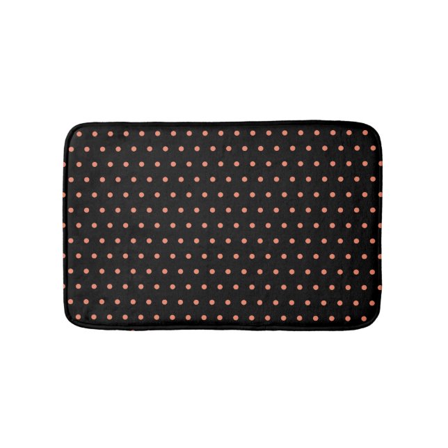 Alfombrilla De Baño Elegante SALMON Polka Dot Black (Anverso)