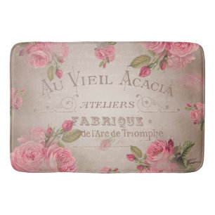 Alfombrilla De Baño Elegante subió frensh de los rosas del vintage de