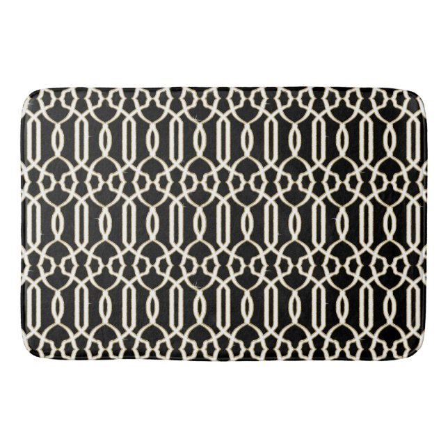 Alfombrilla De Baño Elegante trendy Lattice Trellis Pattern Blanco neg (Anverso)