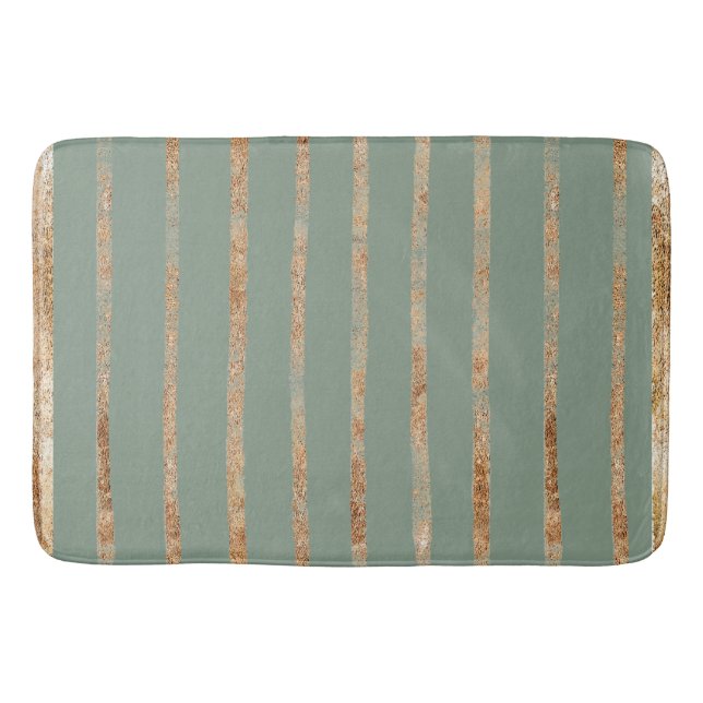 Alfombrilla De Baño Elegante verde sabio de oro (Anverso)