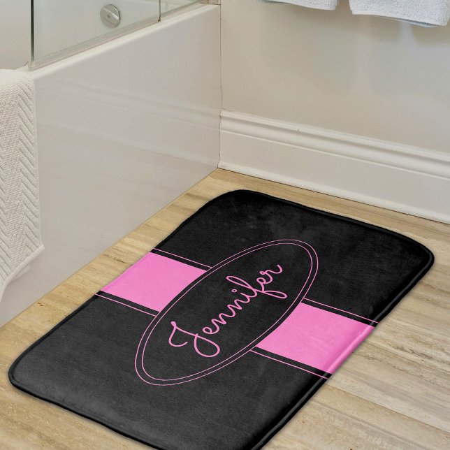 Alfombrilla De Baño Elegante y elegante nombre personalizado negro ros (Subido por el creador)