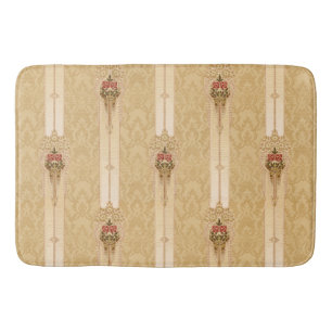 Alfombrilla De Baño Elegantes bandas florales en Damasco de oro esculp