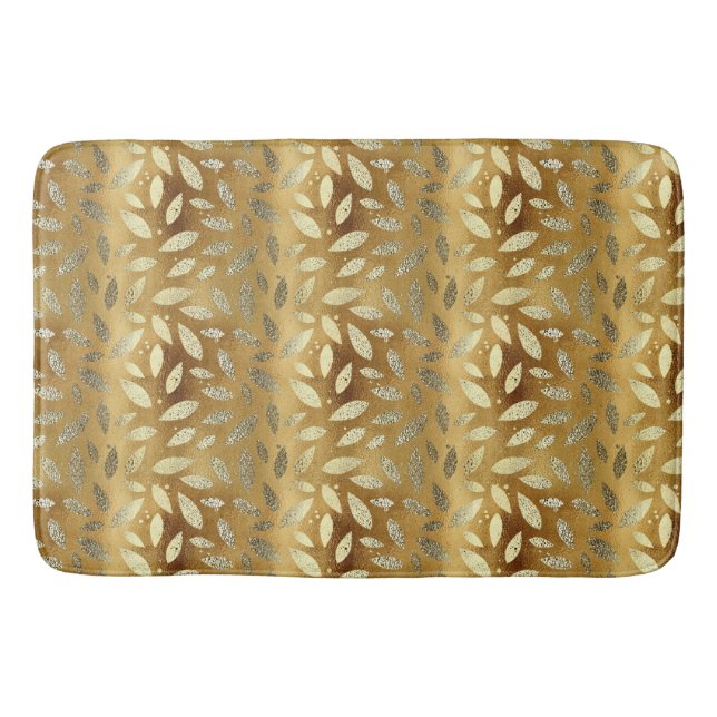 Alfombrilla De Baño Elegantes hojas de oro brillantes (Anverso)