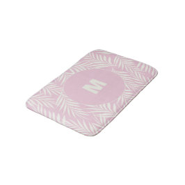 Alfombrilla De Baño Elegantes hojas de palma personalizadas rosa