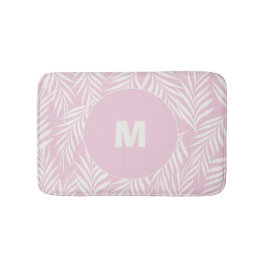 Alfombrilla De Baño Elegantes hojas de palma personalizadas rosa