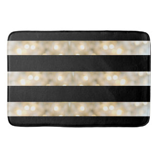 Alfombrilla De Baño Elegantes Luces Blancas Y Negras Tiras Moda Modern