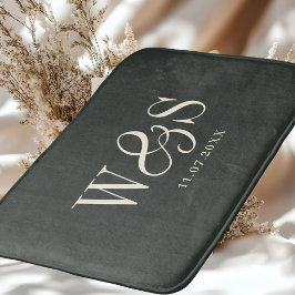 Alfombrilla De Baño Elegantes parejas de recién casados con iniciales
