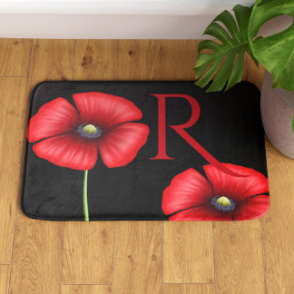 Alfombrilla De Baño Elegantes pipetas rojas Monograma Black Bath Mat