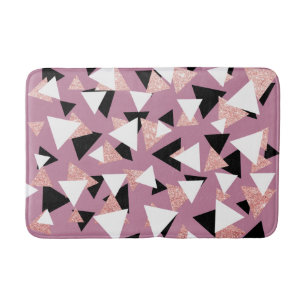 Alfombrilla De Baño Elegantes triángulos geométricos rosa purpurina de