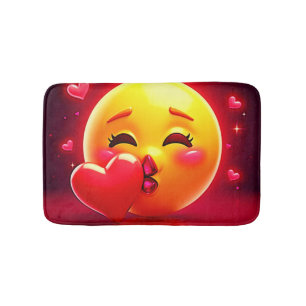 Alfombrilla De Baño Emoji de Beso: Arte de Amor y Corazones