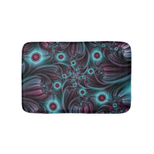 Alfombrilla De Baño En profundidad Arte fractal rosa azul abstracto ab